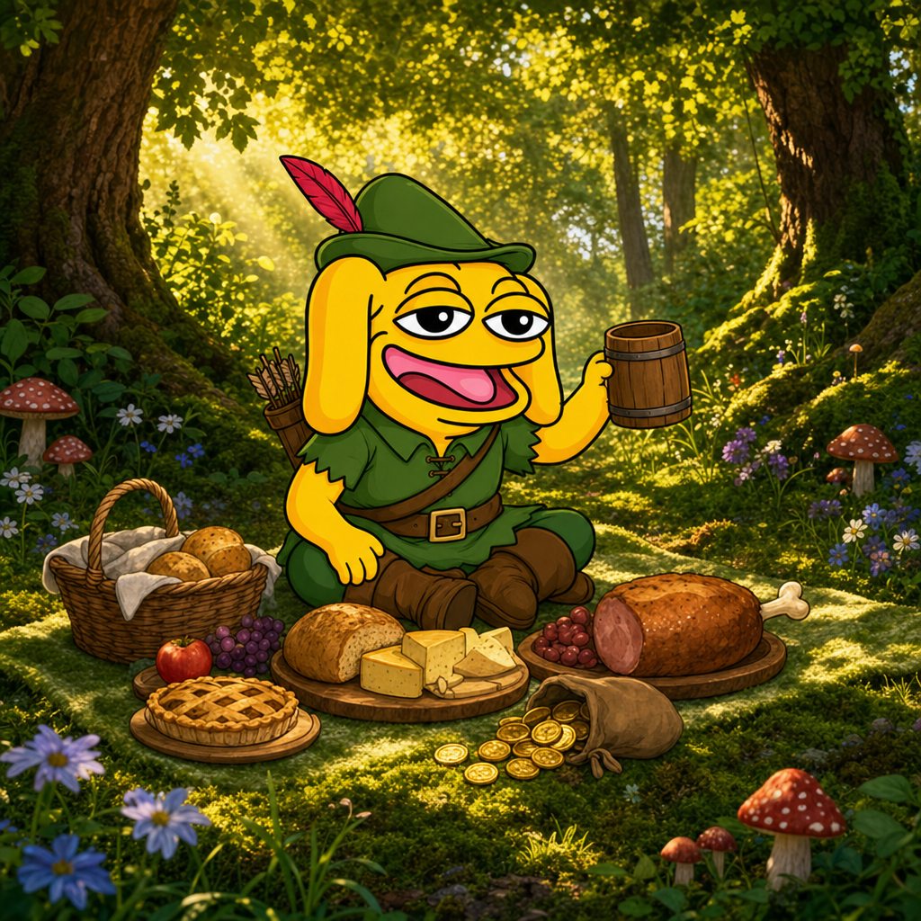Andy enjoying a forest feast with gold coins